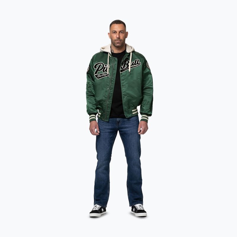 Geacă pentru bărbați Pitbull Mason San Diego Baseball Hooded bottle green/beige 2