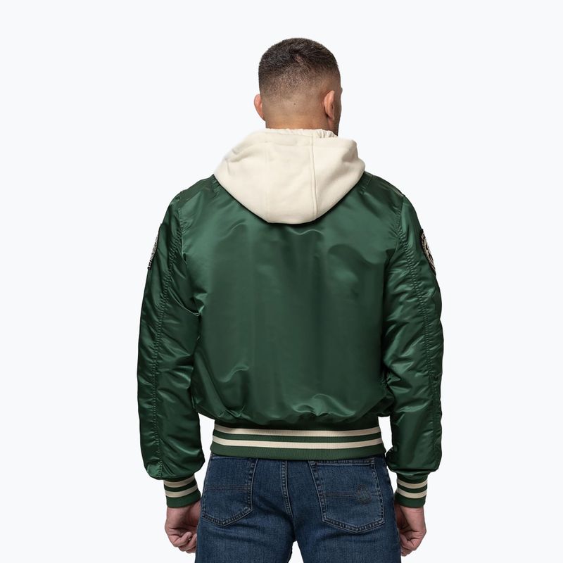 Geacă pentru bărbați Pitbull Mason San Diego Baseball Hooded bottle green/beige 3