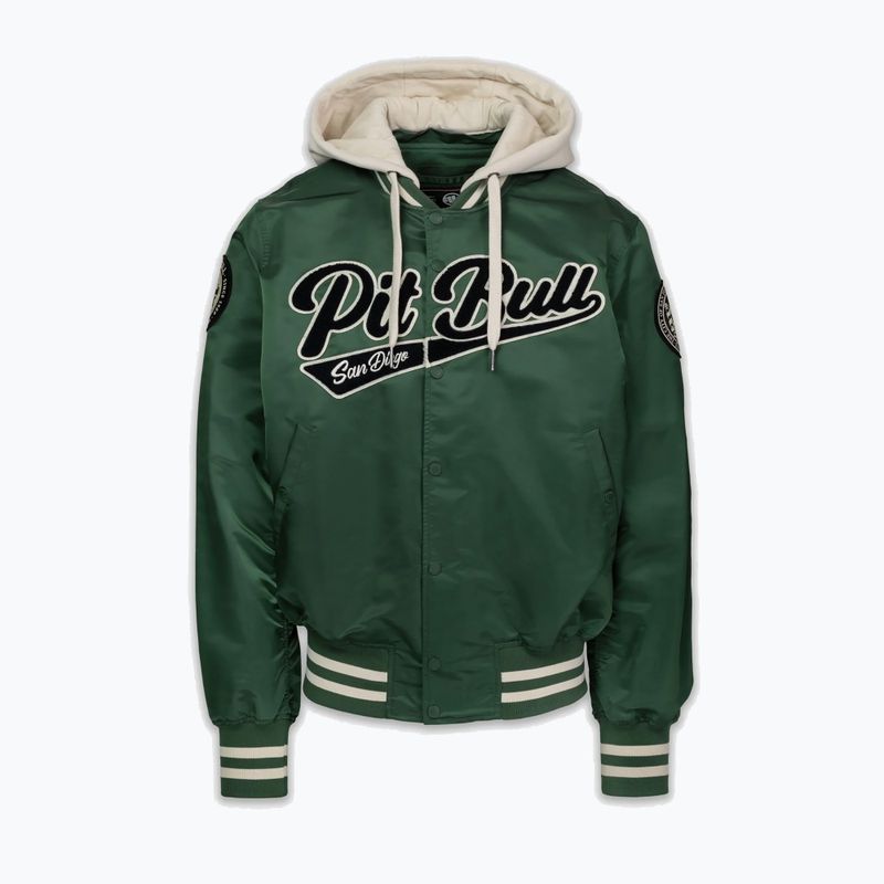 Geacă pentru bărbați Pitbull Mason San Diego Baseball Hooded bottle green/beige 4