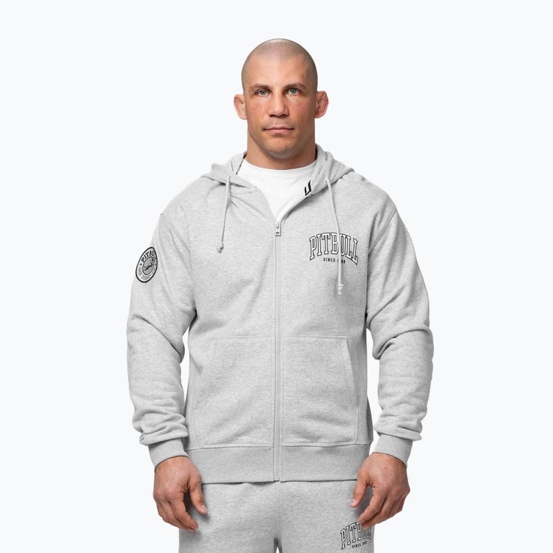 Bluză pentru bărbați Pitbull Badger Hooded Zip grey/melange