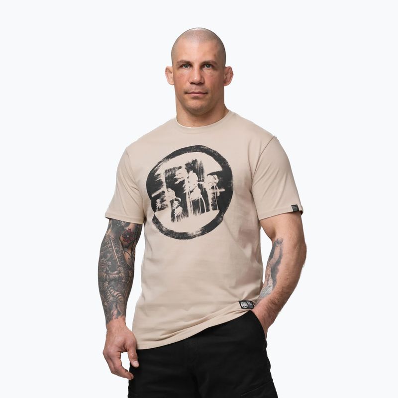 Tricou pentru bărbați Pitbull Palms ultra light sand logo