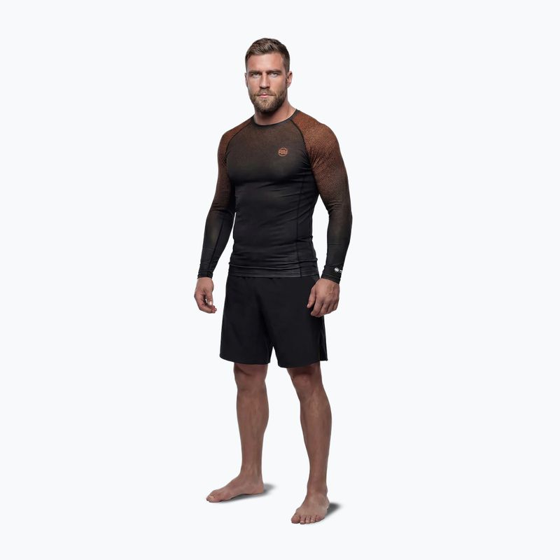 Rashguard cu mânecă lungă pentru bărbați Pitbull Belt Rashguard brown 2