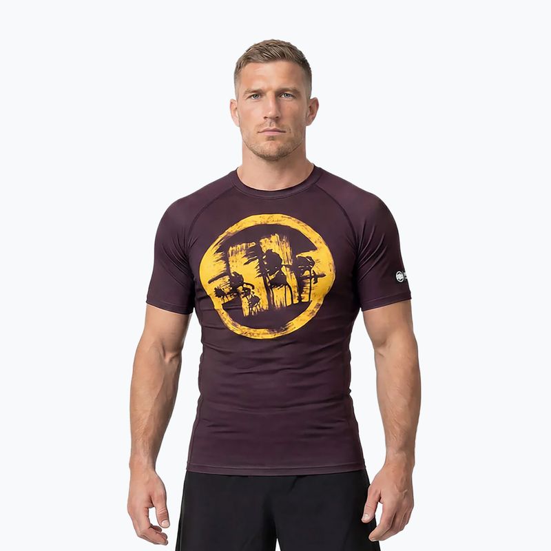 Tricou pentru bărbați Pitbull Rashguard Logo Palms brown