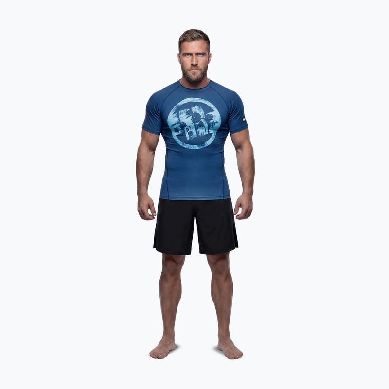 Tricou pentru bărbați Pitbull Rashguard Logo Palms blue 2