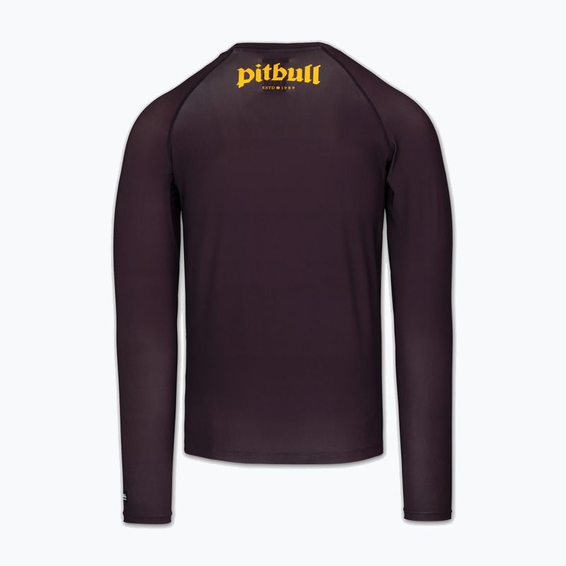 Rashguard cu mânecă lungă pentru bărbați Pitbull Rashguard Logo Palms brown 4