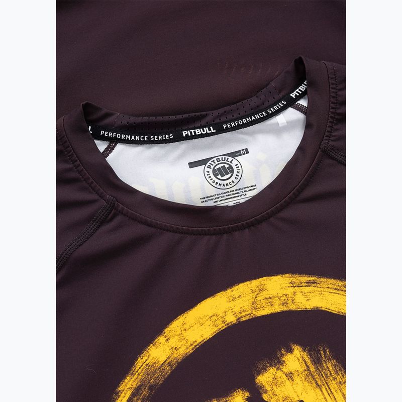 Rashguard cu mânecă lungă pentru bărbați Pitbull Rashguard Logo Palms brown 5