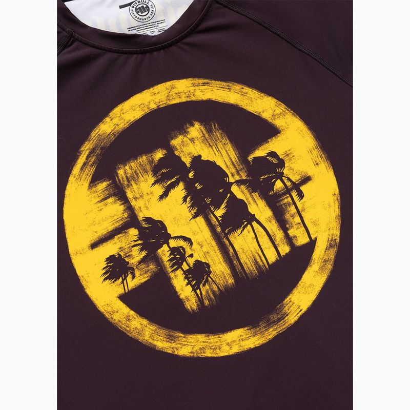 Rashguard cu mânecă lungă pentru bărbați Pitbull Rashguard Logo Palms brown 6