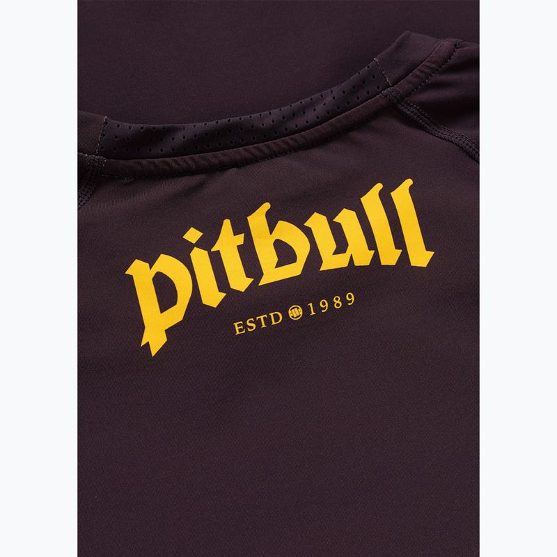 Rashguard cu mânecă lungă pentru bărbați Pitbull Rashguard Logo Palms brown 7