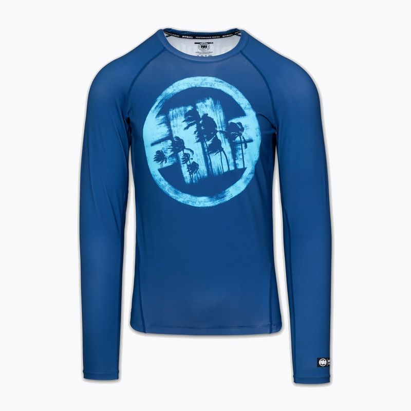 Rashguard cu mânecă lungă pentru bărbați Pitbull Rashguard Logo Palms blue 3