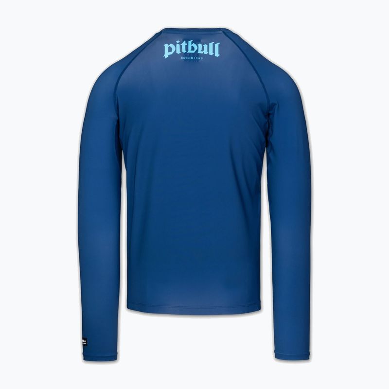 Rashguard cu mânecă lungă pentru bărbați Pitbull Rashguard Logo Palms blue 4