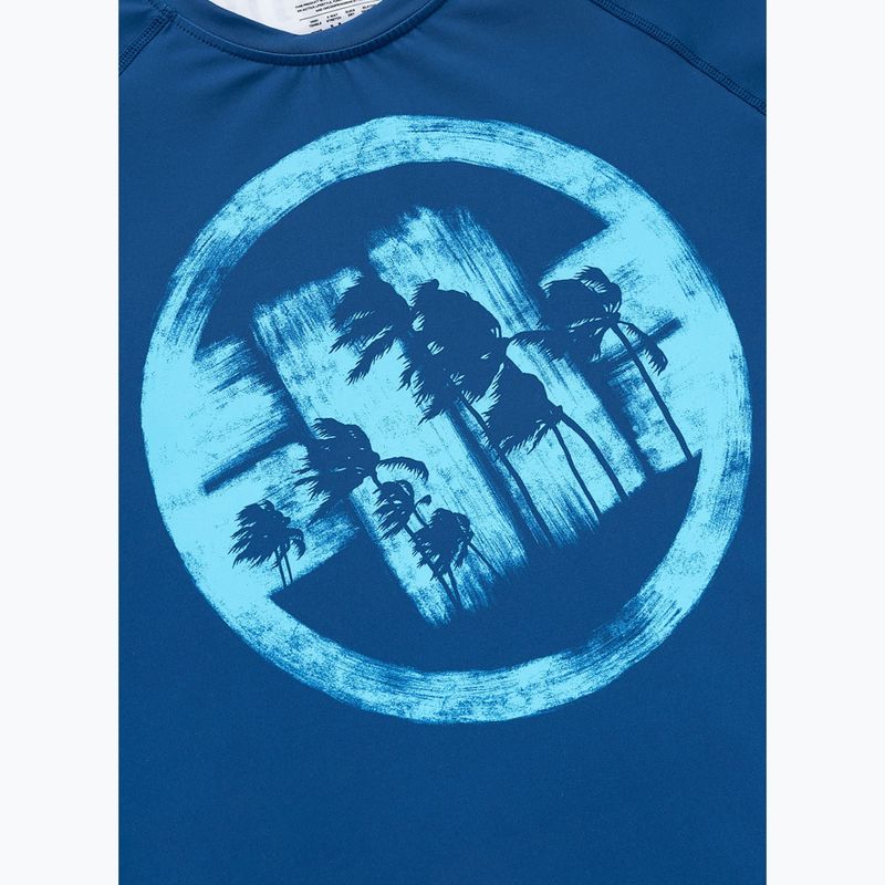 Rashguard cu mânecă lungă pentru bărbați Pitbull Rashguard Logo Palms blue 6