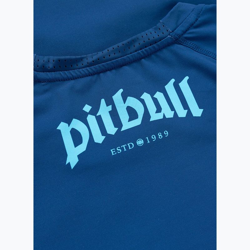 Rashguard cu mânecă lungă pentru bărbați Pitbull Rashguard Logo Palms blue 7