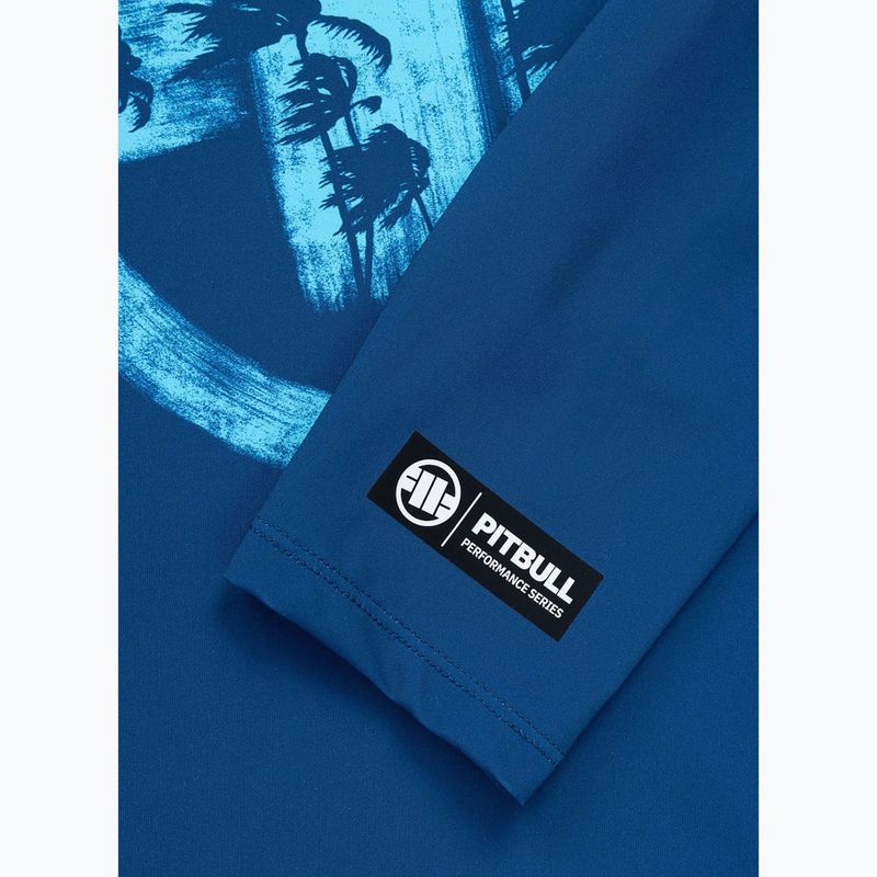 Rashguard cu mânecă lungă pentru bărbați Pitbull Rashguard Logo Palms blue 8