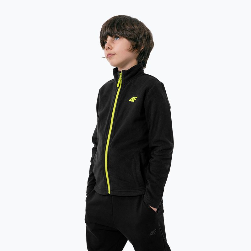 Pulover pentru copii 4F fleece negru HJZ22-JPLM001 6