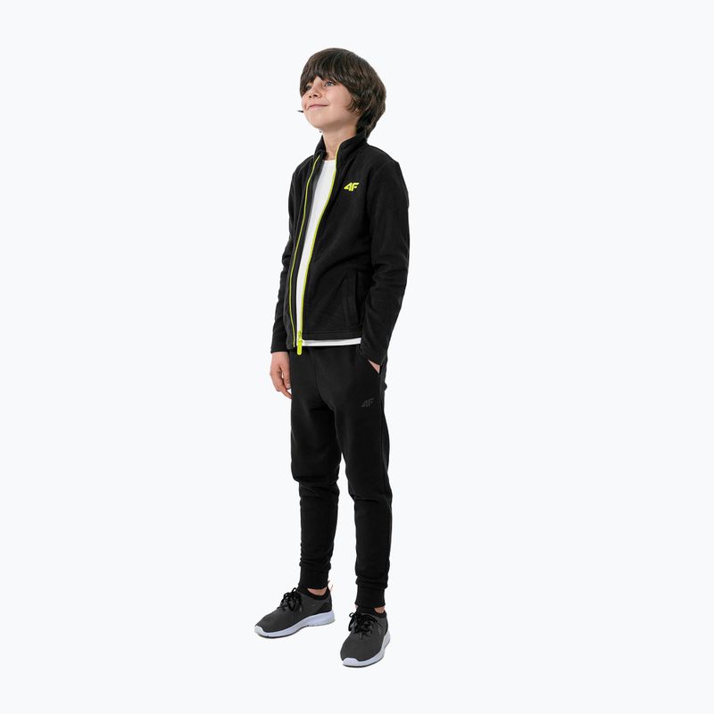 Pulover pentru copii 4F fleece negru HJZ22-JPLM001 7