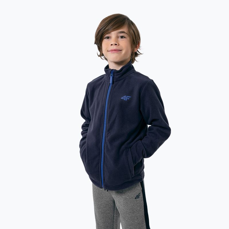 Pulover pentru copii 4F fleece bleumarin albastru marin HJZ22-JPLM001
