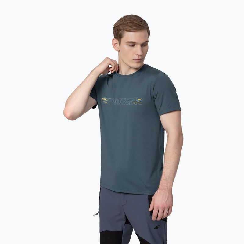 Tricou de bărbați 4F trekking albastru marin H4Z22-TSM019