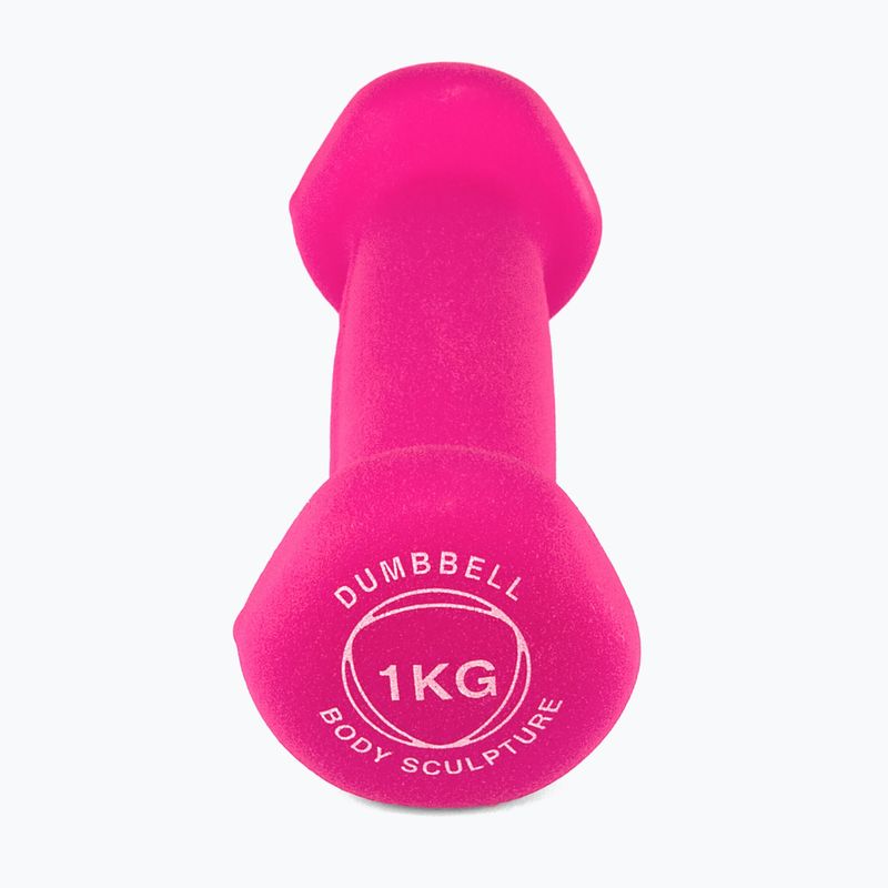 Ganteră cauciucată Body Sculpture BW 513 z PVC 1 kg pink 3