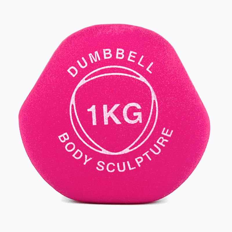 Ganteră cauciucată Body Sculpture BW 513 z PVC 1 kg pink 4