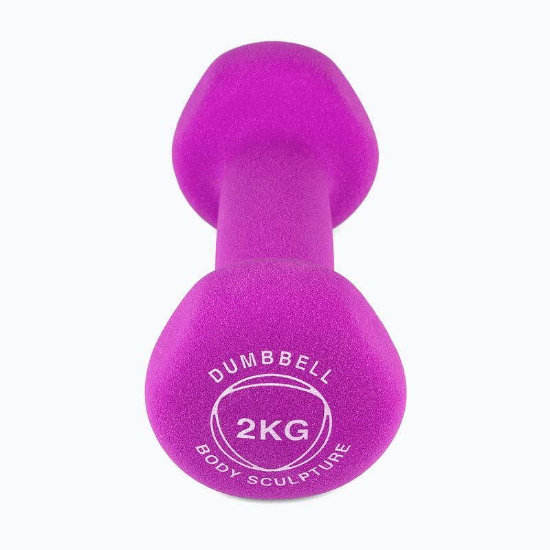 Ganteră cauciucată Body Sculpture BW 513 z PVC 2 kg purple 3