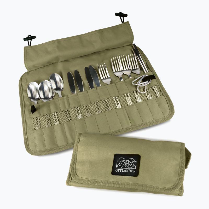 Set de tacâmuri OFFLANDER Camping Cutlery Set with Case green 2