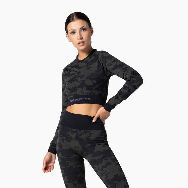 Top de antrenament pentru femei Carpatree Camo Seamless green