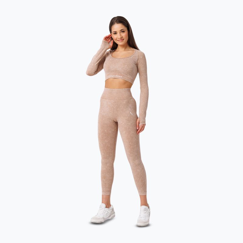 Colanți de antrenament pentru femei  Carpatree Yasmine Seamless beige stone wash 2