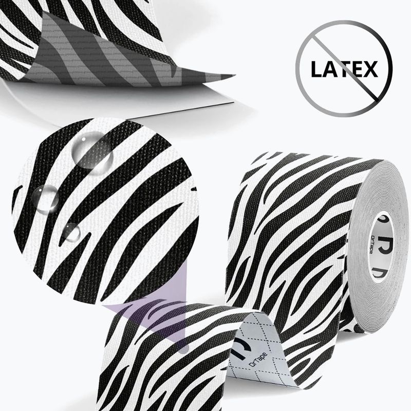 Bandă de kinesiotaping DrTape Kinesiology Tape zebra 3