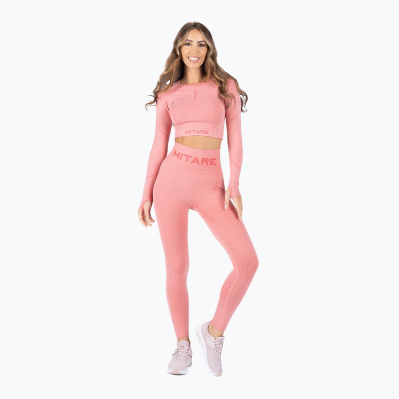 Top de antrenament pentru femei cu mânecă lungă MITARE Push Up Max Crop Top roz K084 2