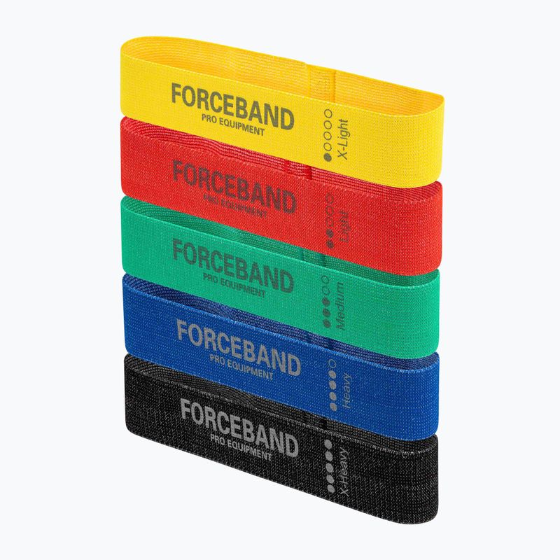 Set de benzi din material pentru exerciții FORCEBAND Mini Band 5 buc. + E-BOOK multicolor