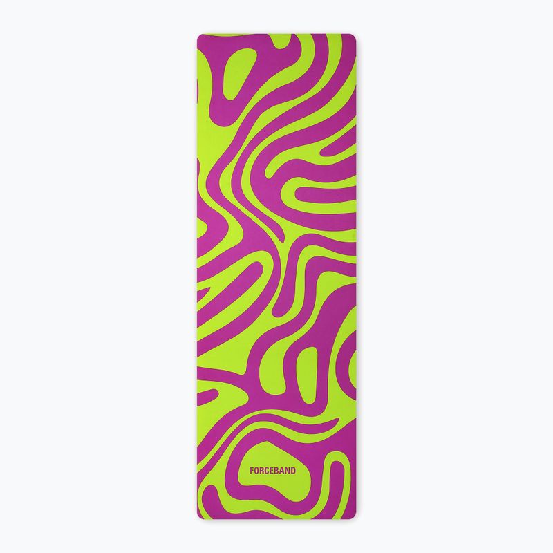Covoraș de yoga/fitness FORCEBAND Abstract Violet 4 mm violet/lime