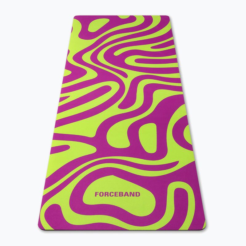 Covoraș de yoga/fitness FORCEBAND Abstract Violet 4 mm violet/lime 2