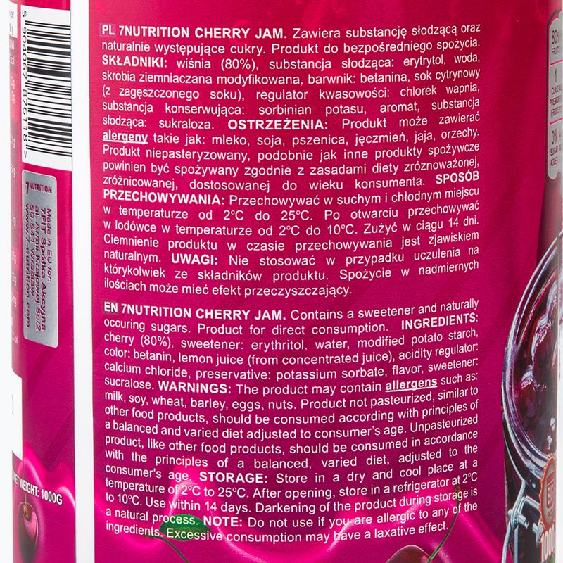 Dulceață 7Nutrition JAM 1000g cireșe 7Nu000473 2