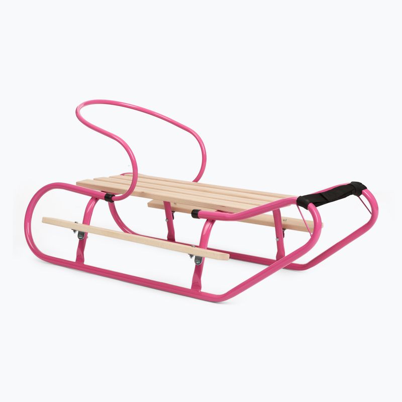 Sănii metalice HUMBAKA with backrest and footrests pink 2
