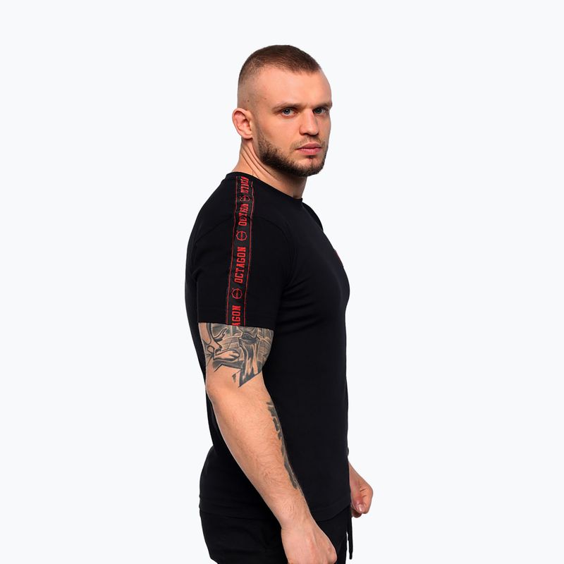 Tricou pentru bărbați Octagon Stripe black/red 3