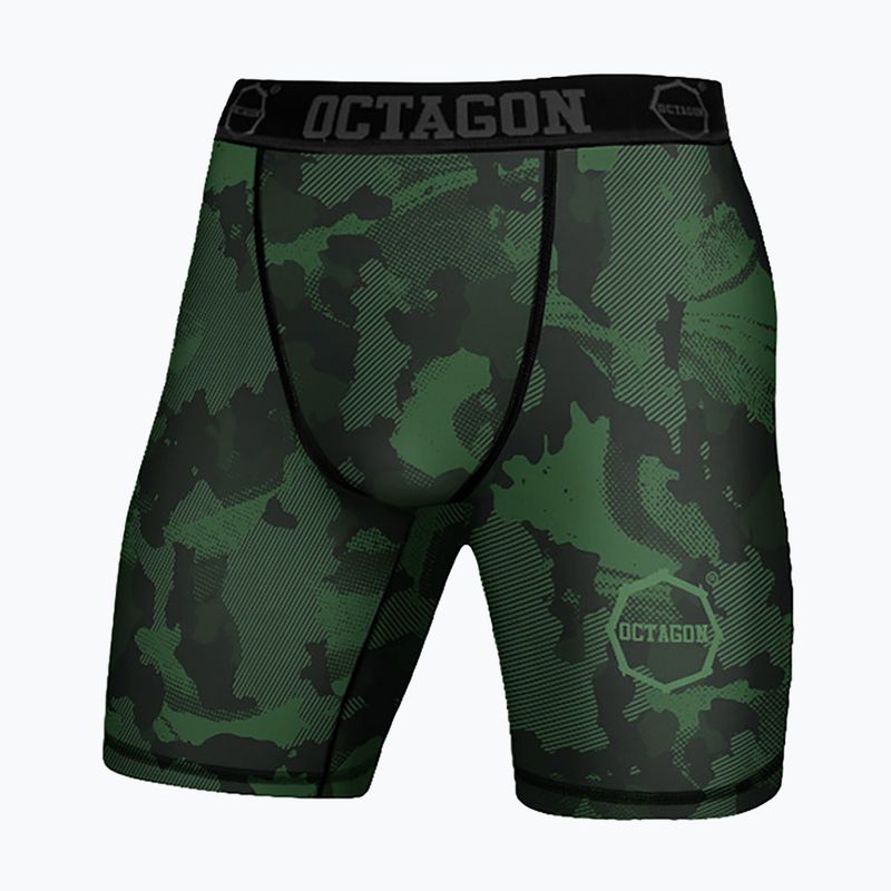 Pantaloni scurți de compresie pentru bărbați  Octagon Camo Forest khaki