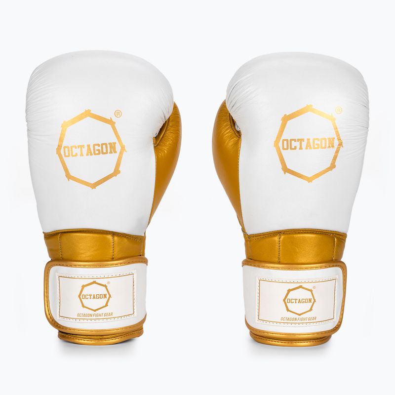Mănuși de box Octagon Prince white/gold