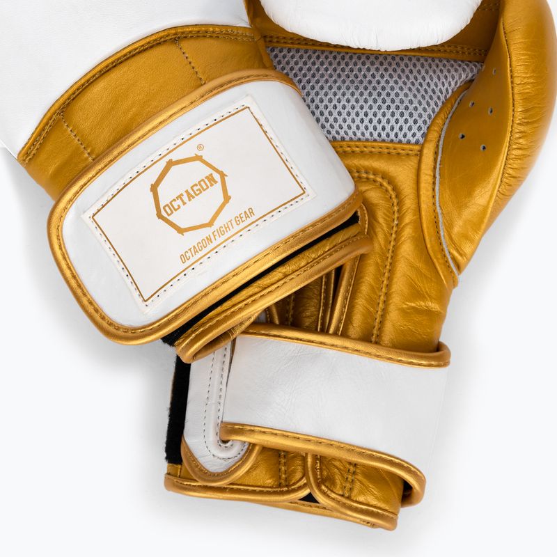 Mănuși de box Octagon Prince white/gold