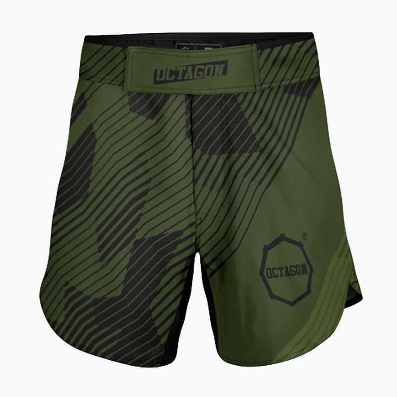 Pantaloni scurți de antrenament pentru bărbați Octagon Broken Line MMA olive