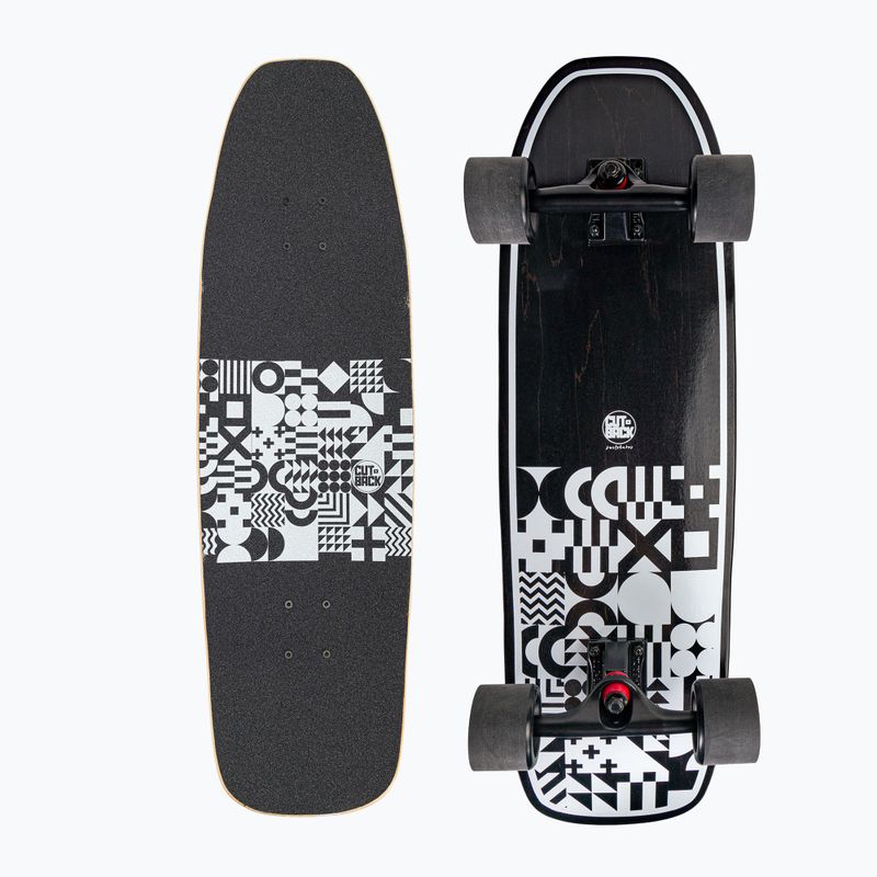 Surfskate Cutback B&W 32" alb-negru și skateboard CUT-SUR-B&W