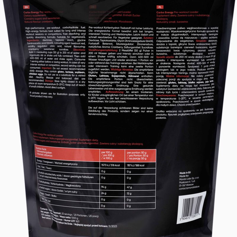 Carbo Energy MONDOLAB carbohidrați 1000g afine MND011 2