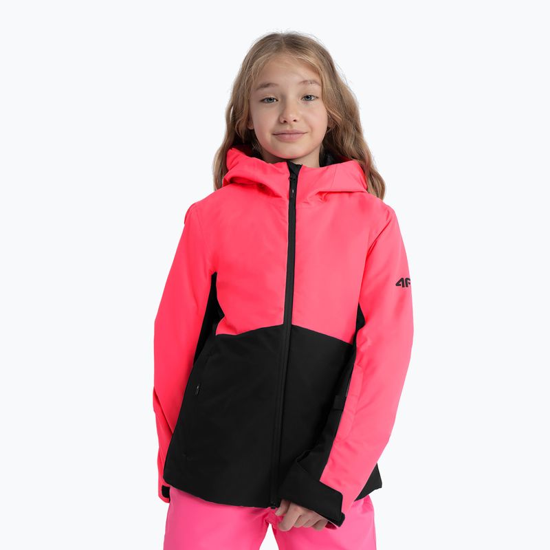 Jachetă de schi pentru copii 4F F292 roz fierbinte neon