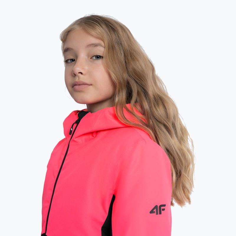 Jachetă de schi pentru copii 4F F292 roz fierbinte neon