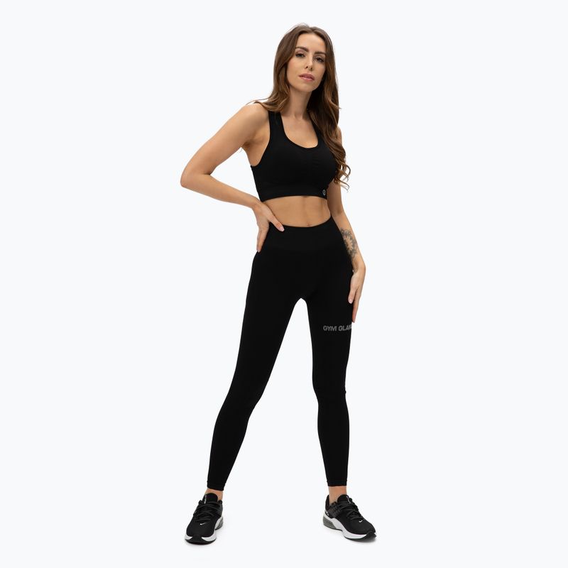 Colanți de antrenament pentru femei Gym Glamour Push Up Deep Black 311 2