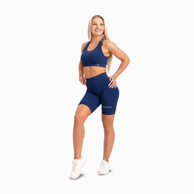 Colanți scurți de antrenament pentru femei Gym Glamour Push Up Classic Blue 317 12