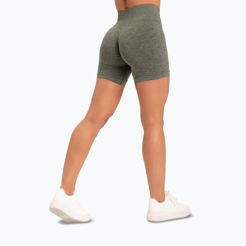 Pantaloni scurți de antrenament pentru femei Gym Glamour Seamless khaki 3