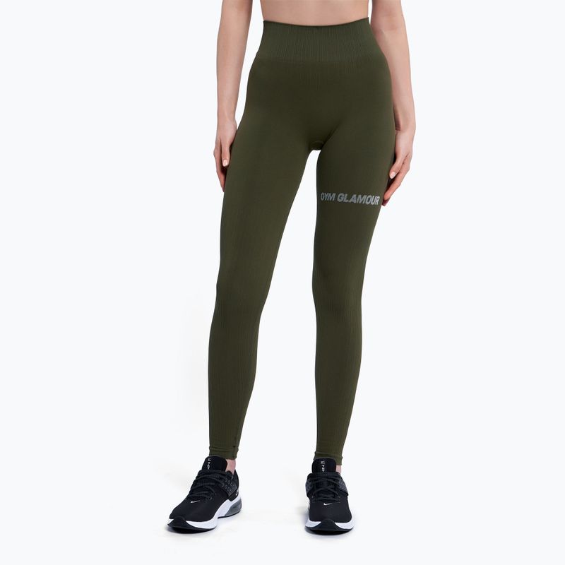 Colanți de antrenament pentru femei Gym Glamour Push Up Khaki 399