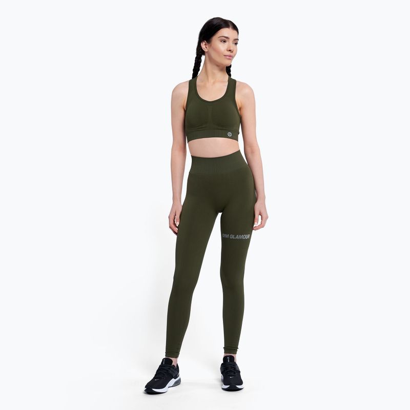 Colanți de antrenament pentru femei Gym Glamour Push Up Khaki 399 2