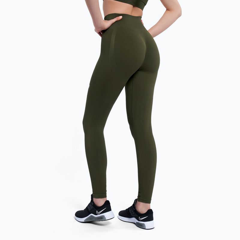 Colanți de antrenament pentru femei Gym Glamour Push Up Khaki 399 4