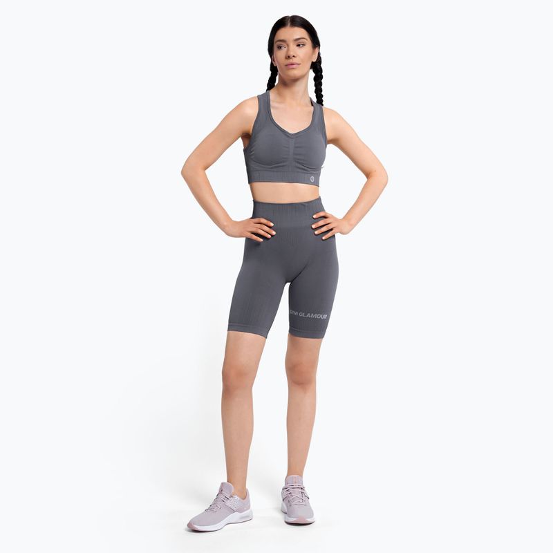 Colanți scurți de antrenament pentru femei Gym Glamour Push Up Grey 404 2